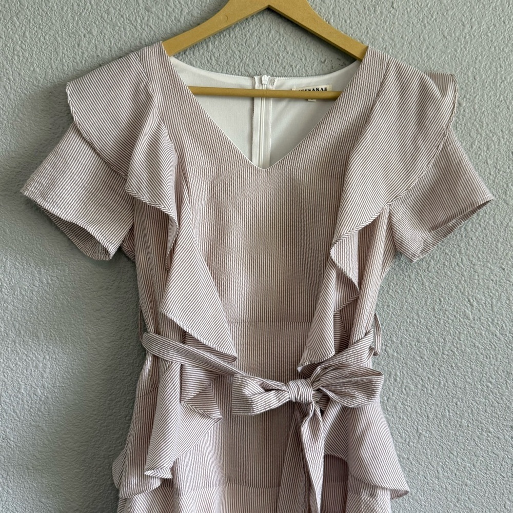 Jessakae Striped Ruffled Mini Dress Size Small - Picture 2 of 6